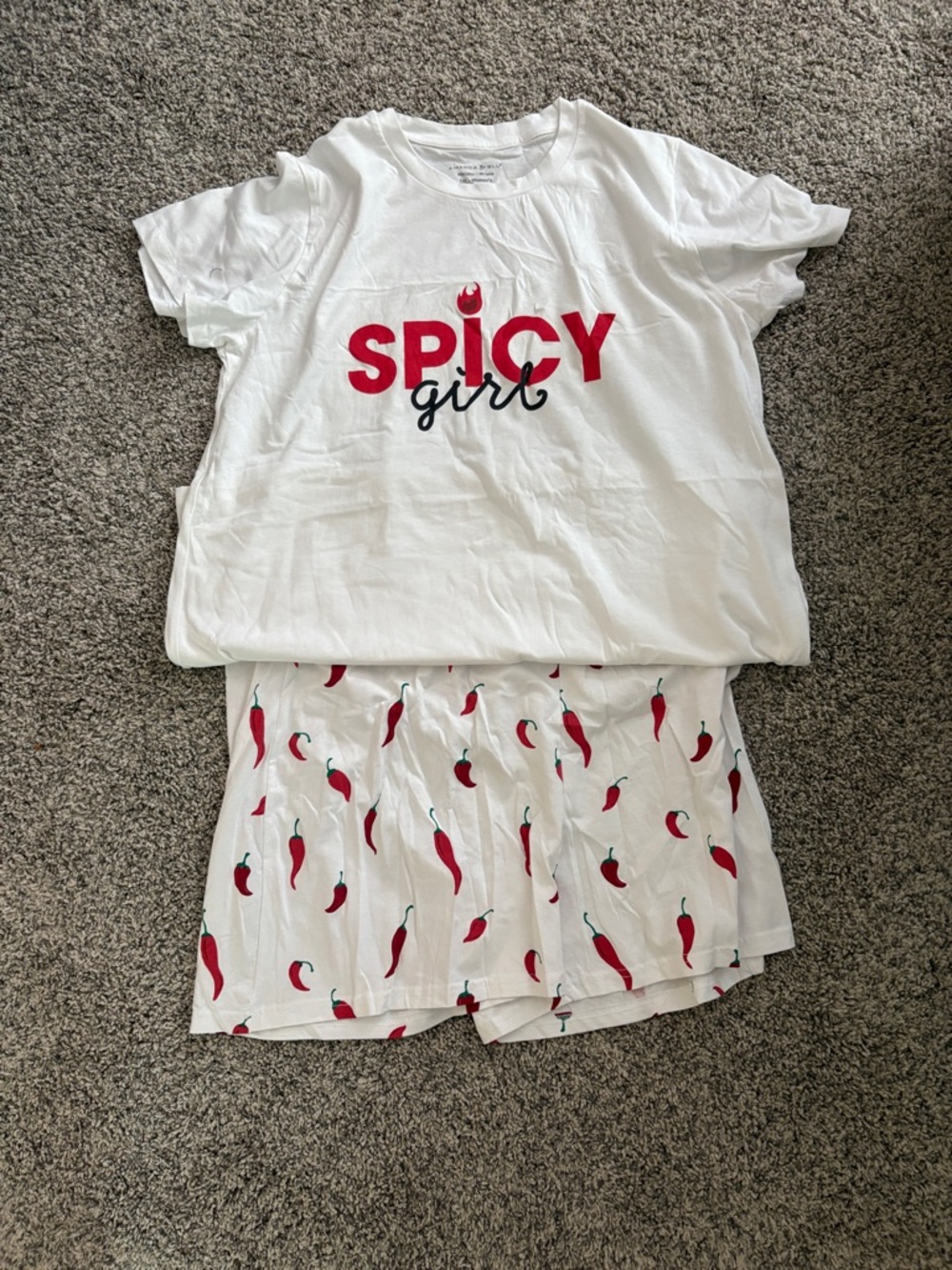 Spicy Girl White & Red Cotton Pajama Set -women’s